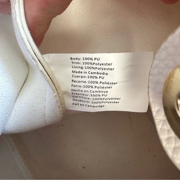 Steve Madden White Faux Leather Large Satchel Shoulder Bag Purse - Picture 10 of 13